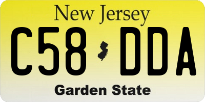 NJ license plate C58DDA