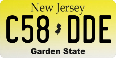 NJ license plate C58DDE