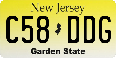 NJ license plate C58DDG
