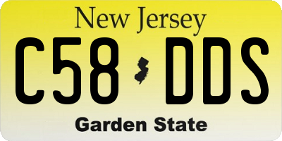 NJ license plate C58DDS