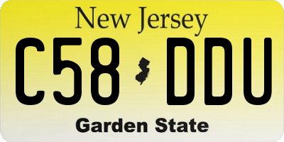 NJ license plate C58DDU