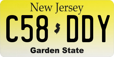 NJ license plate C58DDY