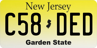 NJ license plate C58DED
