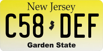 NJ license plate C58DEF