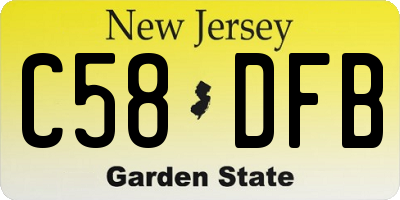 NJ license plate C58DFB