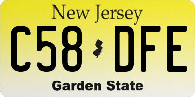 NJ license plate C58DFE