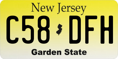 NJ license plate C58DFH