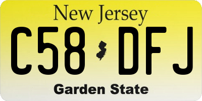 NJ license plate C58DFJ