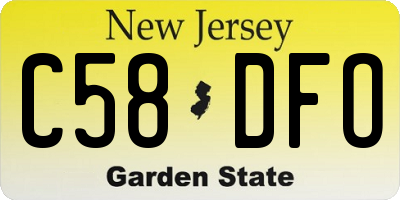 NJ license plate C58DFO