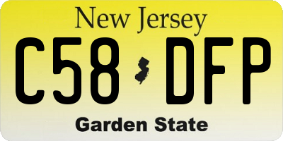 NJ license plate C58DFP