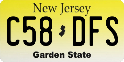 NJ license plate C58DFS