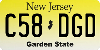 NJ license plate C58DGD