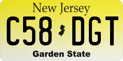 NJ license plate C58DGT