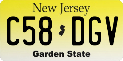 NJ license plate C58DGV