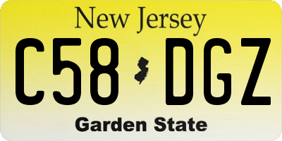 NJ license plate C58DGZ