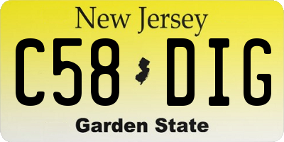 NJ license plate C58DIG