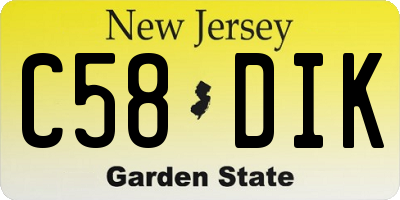 NJ license plate C58DIK