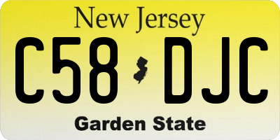 NJ license plate C58DJC