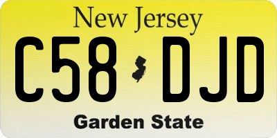 NJ license plate C58DJD