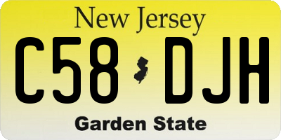 NJ license plate C58DJH