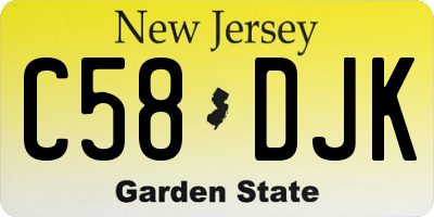 NJ license plate C58DJK