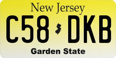NJ license plate C58DKB