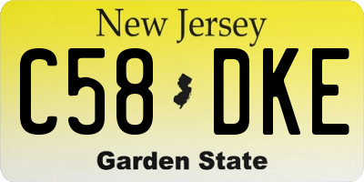 NJ license plate C58DKE