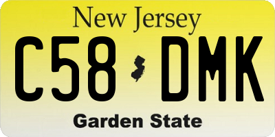 NJ license plate C58DMK