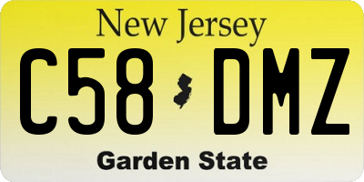 NJ license plate C58DMZ
