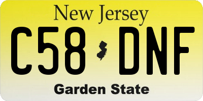 NJ license plate C58DNF