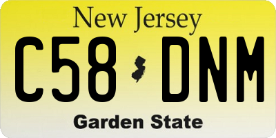 NJ license plate C58DNM