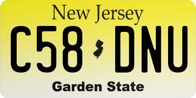 NJ license plate C58DNU