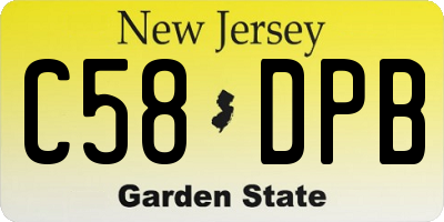 NJ license plate C58DPB
