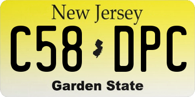 NJ license plate C58DPC
