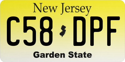 NJ license plate C58DPF