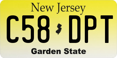 NJ license plate C58DPT