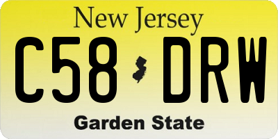 NJ license plate C58DRW