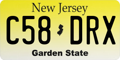 NJ license plate C58DRX