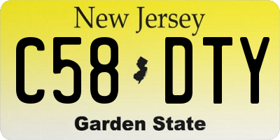NJ license plate C58DTY