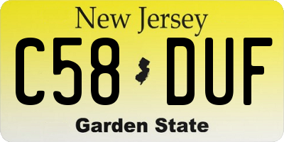 NJ license plate C58DUF