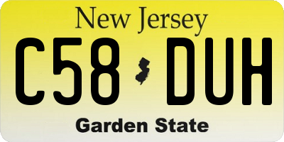 NJ license plate C58DUH