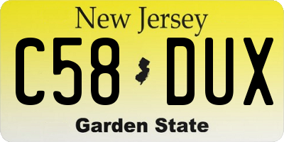 NJ license plate C58DUX