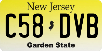 NJ license plate C58DVB