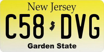 NJ license plate C58DVG