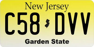 NJ license plate C58DVV