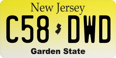 NJ license plate C58DWD
