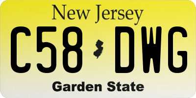 NJ license plate C58DWG