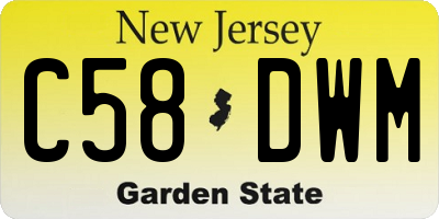 NJ license plate C58DWM