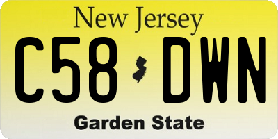 NJ license plate C58DWN