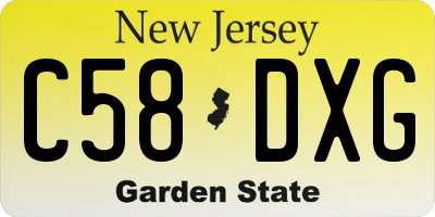 NJ license plate C58DXG